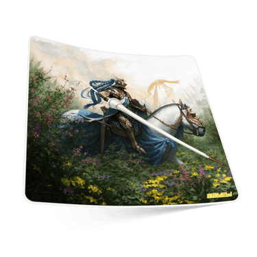 Detailed knight illustration printed on The Return cloth mousepad