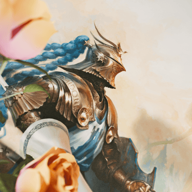 Close up of knight artwork detail on The Return Glass Edition mousepad